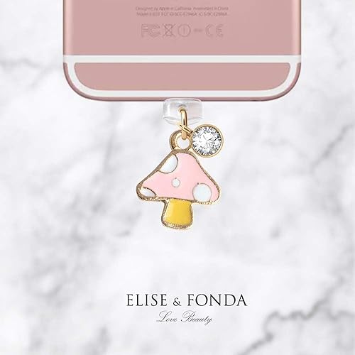 Miniatura 4 de ELISE & FONDA CP169 Puerto de carga USB anti polvo enchufe pequeño hongo colgante encanto para iPhone 11XS MAXXRX8 Plus76S7SE iPad iPod (rosa),