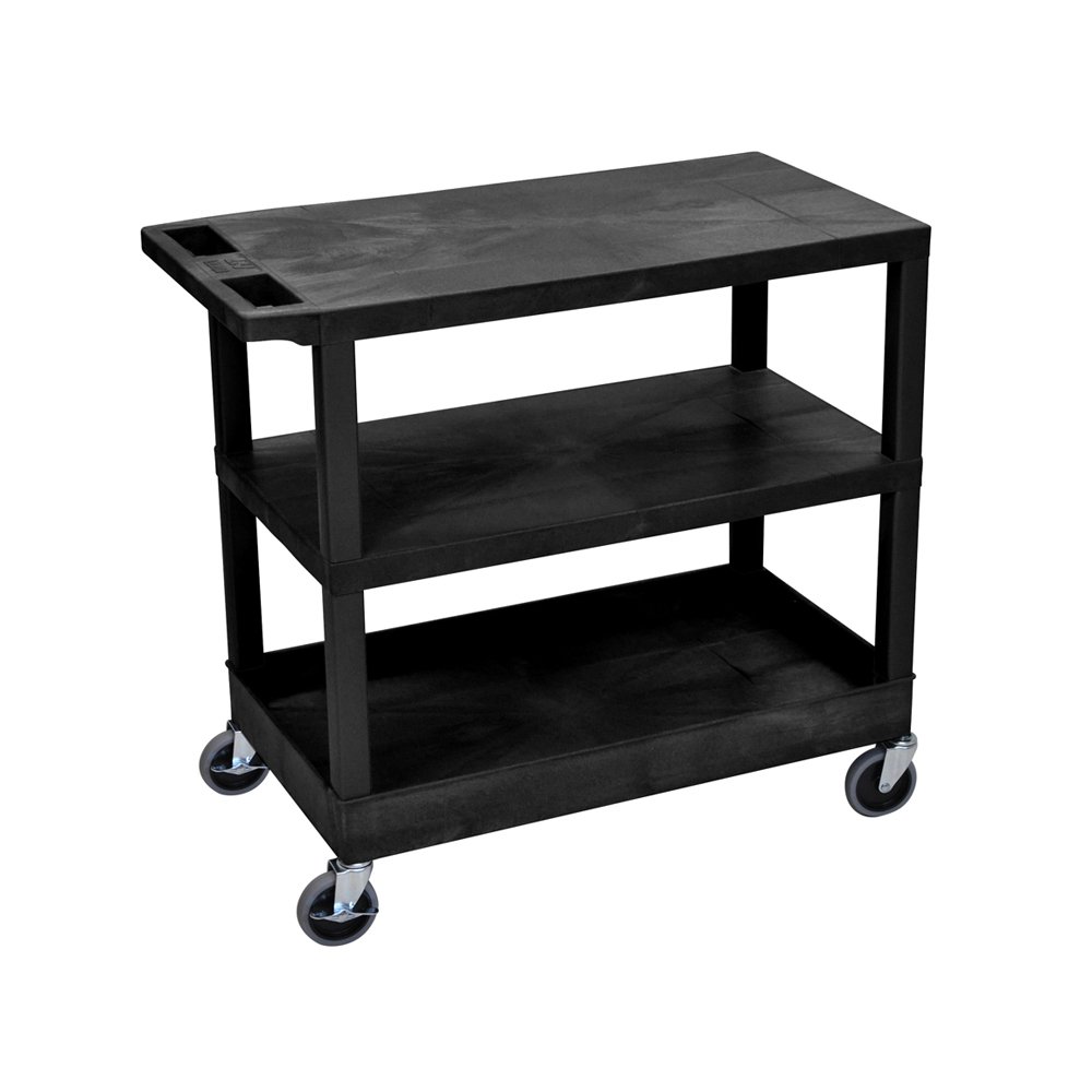 LUXOR EC221-B 32" x 18" Cart - Two Flat/One Tub Shelves