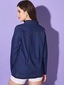 Buy Women's Oversized Blue Denim Jacket, Long Sleeve, Button Front