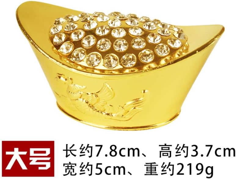 Taoist Supplies Amulet Exorcism Bringing Good Luck Mascot Decoration Pendant 合金元宝 镶钻元宝摆件 金元宝龙凤元宝店铺家居精品摆件（1Pcs 龙凤钻元宝大号长7.8cm（1Pcs 一盒2个大号元宝）