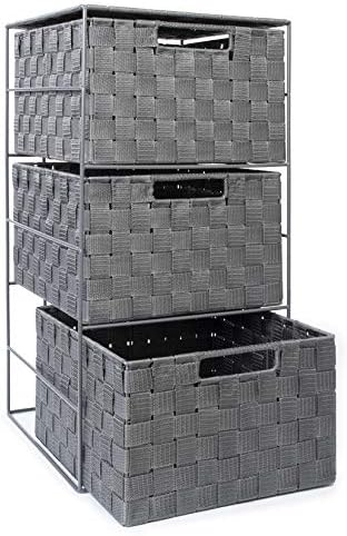 EHC 3 Drawer Large Storage Unit Cabinet for Bedroom/Bathroom - Grey