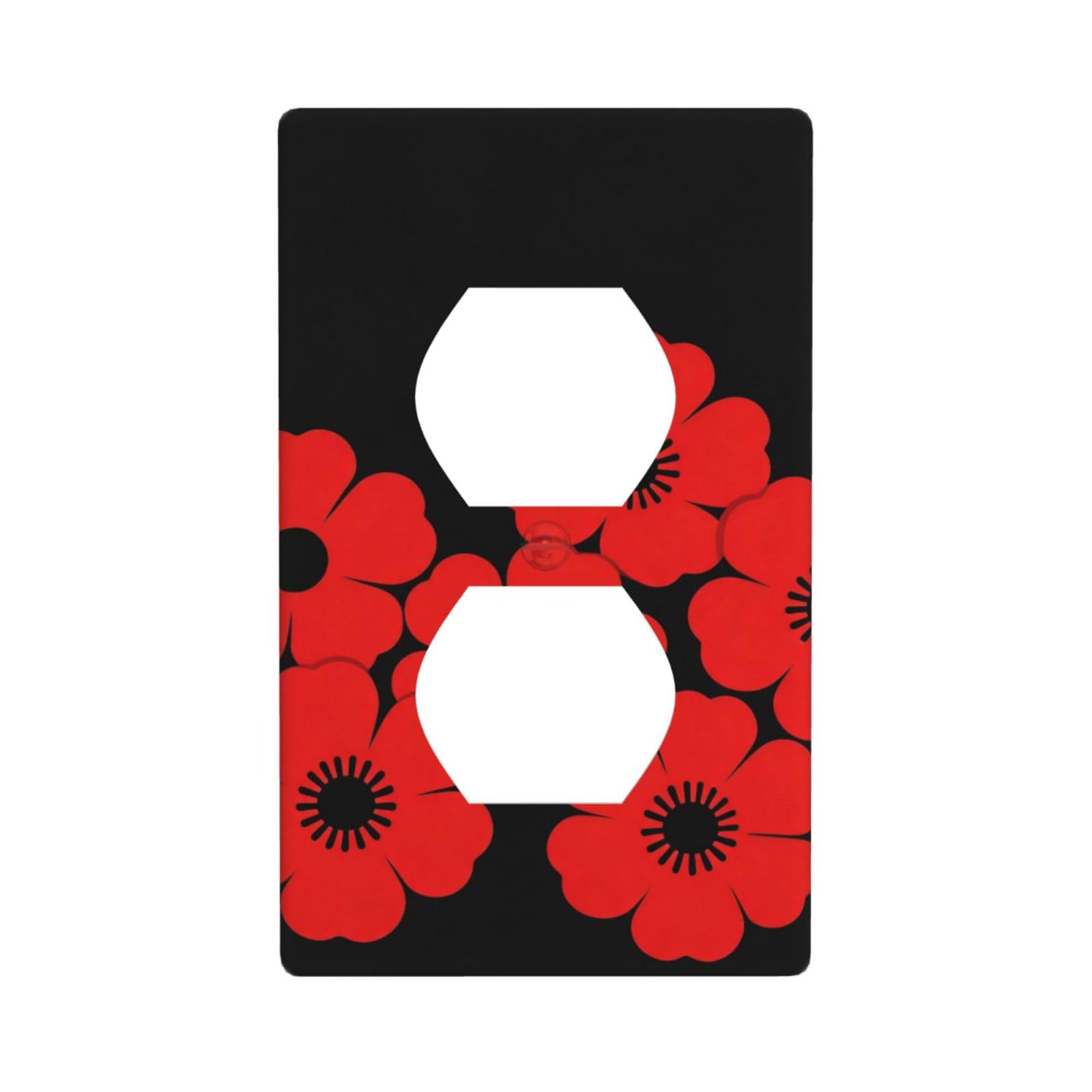 Red Poppy Unbreakable Polycarbonate Switch Plate-1 Gang Screwless Wall Plate for Home Office