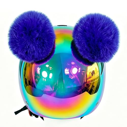 Lecherri Soft Round Plush Helmet Decoration Balls 2PCS, Fuzzy Fluffy with Hook & Loop Easy Install, Universal for Motorcycle Bicycle Ski ATV Motocross Helmet Ornament (Helmet Not Included)