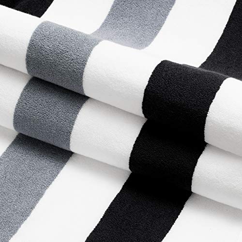 Cabana Beach Towel by Laguna Beach Textile Co, Oversized Black & Gray Summer Sunbathing and Pool Side Lounge Comfort, Plush Cotton Softness with Colorful Stripes, Large 70” x 35”