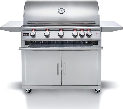 Blaze Outdoor Grill | Freestanding 40-inch Stainless Steel Propane Gas BBQ Grill | 5 Burner | Premium Outdoor Kitchen Grilling | Rear Infrared Burner & Grill Lights