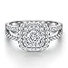AmDxD Bague Anneau Femme Argent S925, Alliance Femme Carré Blanc Zircon Rond Bague Taille 56.5