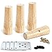 JOLIGAEA Lot de 4 Pieds de Meuble en Bois, 15 cm Pieds de Canapé de Rechange, Table Basse Jambes, pour lit, Placard, Banc, Meuble TV, Armoire, avec Accessoires(Conception à Angle Droit)