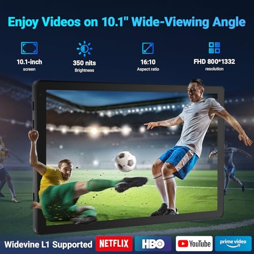 MUISOO Tablet 10 Inch Android 15, Tablets 16GB RAM 1TB Expandable, Android Tablet 1332 * 800 HD, 5G WiFi, BT5.4, 5MP Dual Camera, Tab PC 5000mAh Battery, GMS Widevine L1 (Black) - Image 4