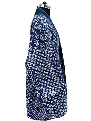 Indigo Patchwork Kantha Gudri Kimono Jacket Kimono Women Wear Quilted Jacket3