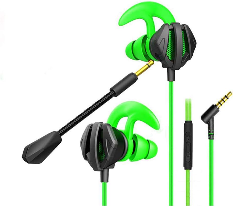 Gaming Earbuds with Microphone, 3.5MM Earphones Wired Over Ear for PS4, Xbox One, Laptop, Cellphone, Computer (Green)