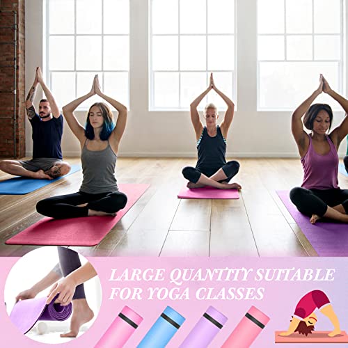 Harloon 16 Pcs Yoga Mat Bulk Non Slip 68 X 24 X 0.16 Inch Large Workout Mat Thick Exercise Mats For Home Workout Wide Pilates Fitness Mat With Carrying Strap For Kids Adults Floor Supplies, 4 Colors #TOP4