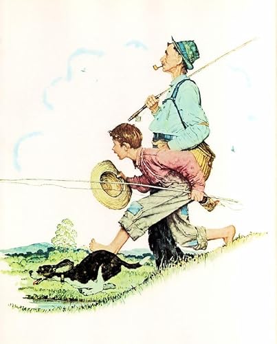 Grandpa and Me Going Fishing 1948 Rockwell Print