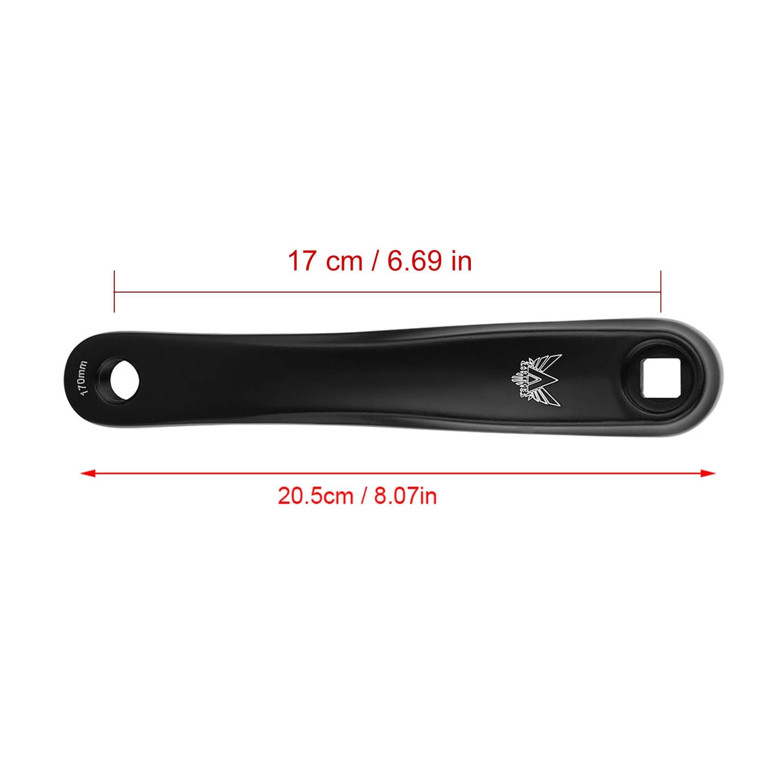 Dilwe 170 mm Ramię rowerowe ze stopu aluminium z pojedynczą prędkością korbą do roweru górskiego roweru szosowego (kwadratowy otwór - czarny)