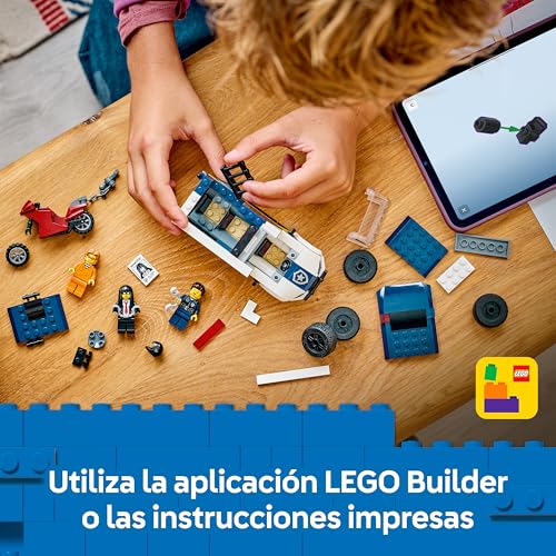 Miniatura 6 de Lego City Furgoneta De Transporte Penitenciario De Policía De Juguete - Maqueta De Camión Con Moto, 3 Minifiguras Y Puerta De Celda Extraíble - Regalo De Cumpleaños Para Niños De 6 Años 60479