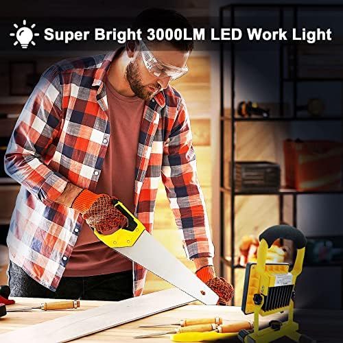 Edasion 20W LED Rechargeable Work Light Super Bright 3000LM Portable Floodlight Outdoor Battery Security Light Waterproof for Garage Garden Fishing Camping Car Repair BBQ