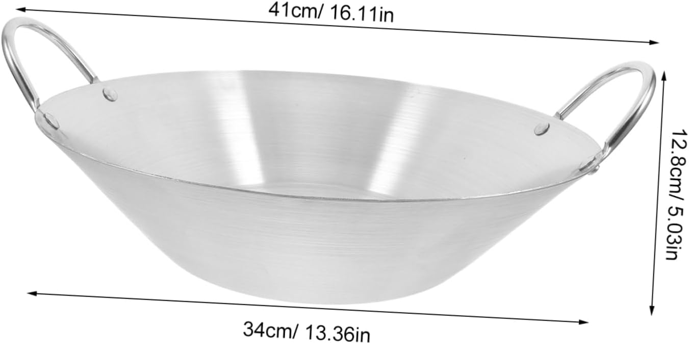 Stainless Steel Flat Bottom Hot Pot with Double Handles Non-Stick Griddle for Seafood and Meat for Camping and Kitchen Cooking