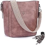 HKCLUF Crossbody Bags for Women,Large Capacity Hobo Handbags Leather Crossbody Bucket Bag With 2PCS
