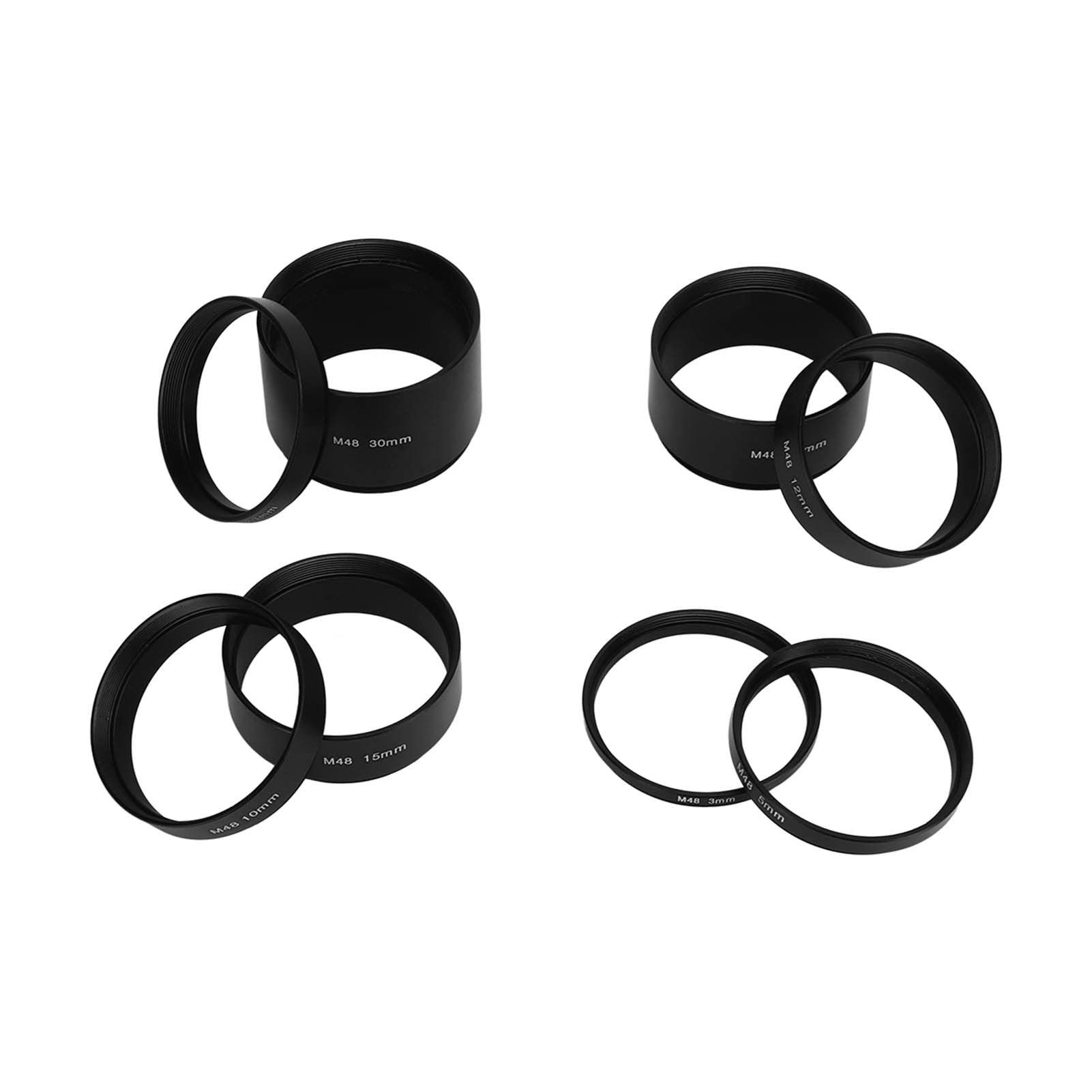 Set di Tubi di Prolunga per Telescopio, 8 Pezzi M48X0,75 Kit di Tubi di Prolunga per Lunghezza Filettatura 3 5 7 10 12 15 20 30 Mm Anello di Prolunga per Fotografia con Telescopio