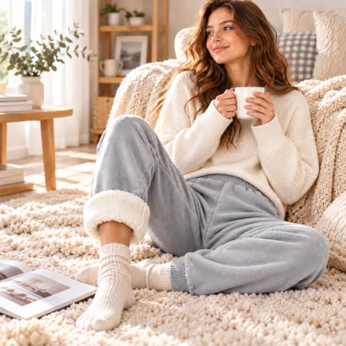 Sherpa Lined Pants Women Fleece Winter Thick Warm Thermal Sweatpant Joggers - image 4