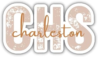 CHS Charleston South Carolina Airport Code Travel Sticker, Multiple Colors, Vinyl Laptop Water Bottle Planner Journal, Places I've Been, Luggage Decal (Orange)