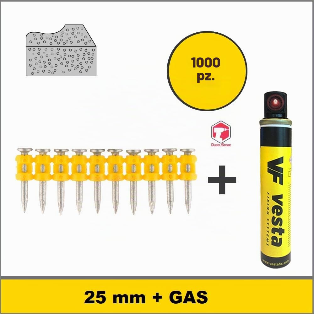 1000 x Chiodo Vesta GSS + 2 x Gas Pulsa700/ Pulsa800 (Chiodi Spit) (C6 25 mm, Pulsa 800)