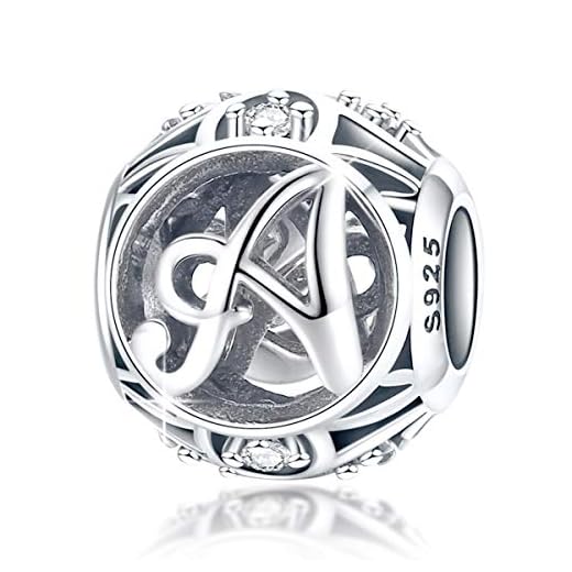 FOREVER QUEEN Dam alfabet bokstav berlock pärla bokstav pärla berlock för europeiska armband 925 silver sterlingsilver berlock smycke, smyckeskrin e Sterling silver, colore: en, cod. BJ09121-A