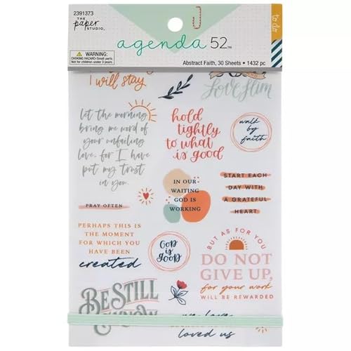 The Paper Studio Office Calendar Planner Accessories; Multi-Color, Easy to Peel; Journal and Scrapbook Supplies; Planner Sticker Flip Book with an Elastic Closure (Abstract Faith, 30 Sheets)