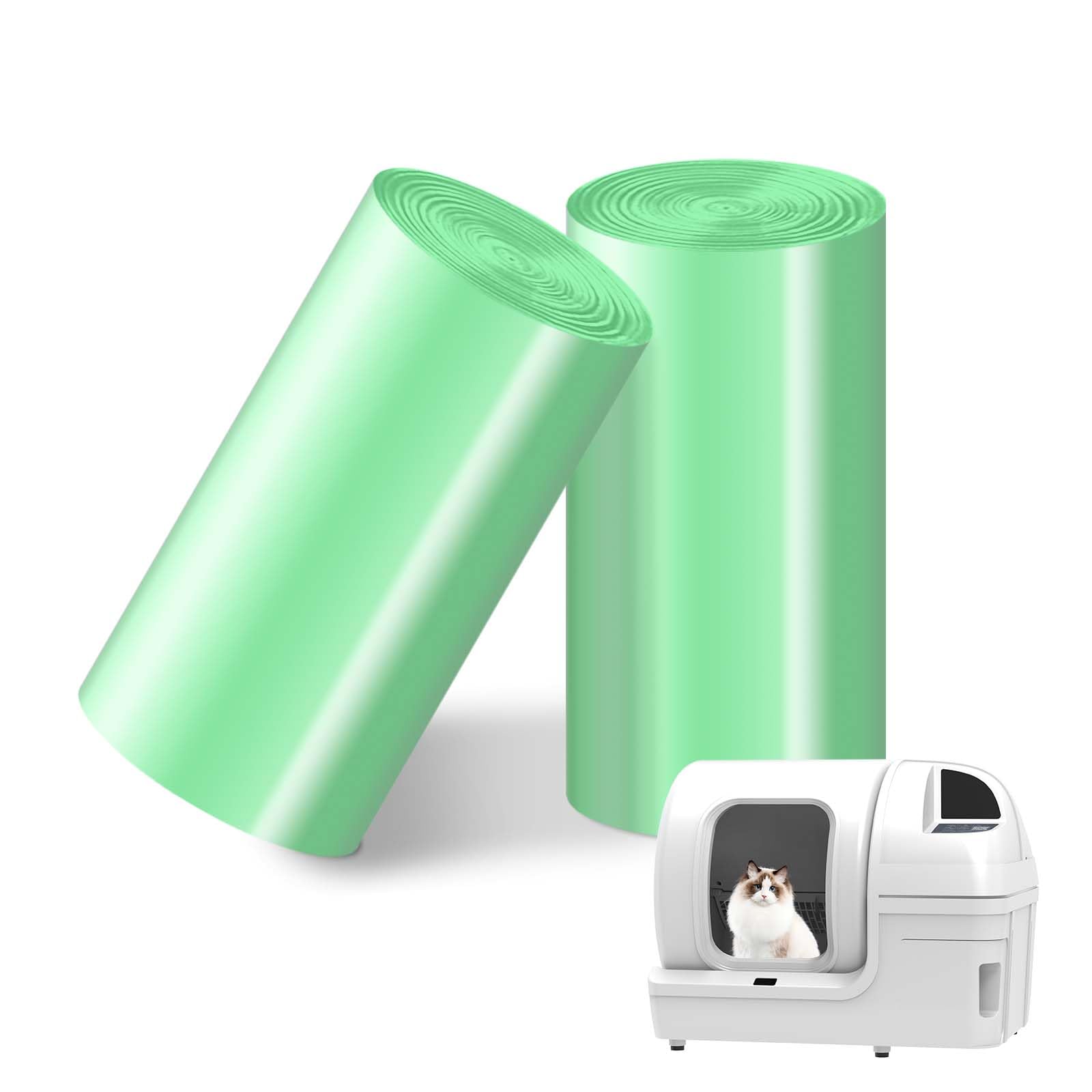 Cat Waste Drawer Liners, 25 Count Per Roll, 2 Rolls Pack, Durable and Tear-Resistant, Fits 9-11 Gallon Drawers, Versatile Use for cat litter box liners, kitchen,office,home, car trash can.