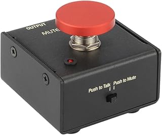 Momentary Microphone Mute/Talk Button - Push-to-Talk or Push-to-Mute, LED Indicator, Desktop or Footswitch Use, for Dynamic & Condenser Mics for Podcast, Online Meetings, Live Events