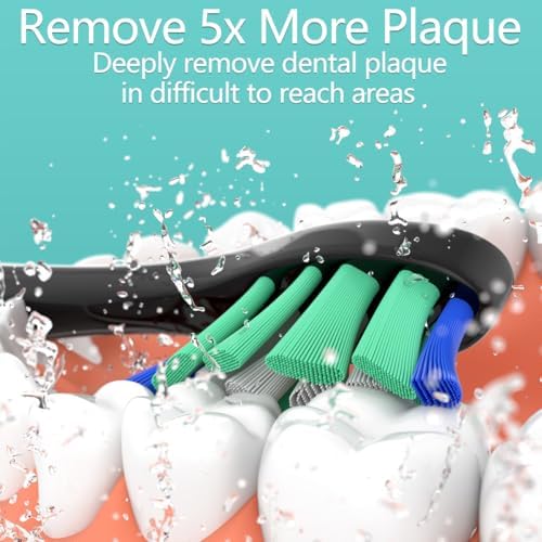 Replacement Heads Compatible with Sonicare Toothbrush, Replacement Brush Head for Philips Sonicare Electric Toothbrush 4100 5100 6100 9900 C2 W3 and More Click-on Handles (8white+8black) - 2