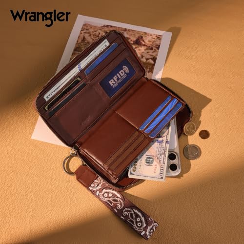 Montana West Wrangler Western Paisley Wristlet Wallet for Women, PU Leather Zip Around Card Holder Clutch with RFID Blocking & Coin Pocket by Montana West - Used condition - Image 4