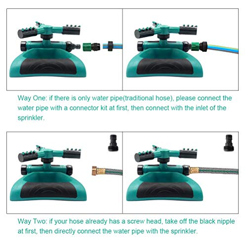 Blisstime Lawn Sprinkler, Automatic 360 Rotating Adjustable Garden Water Sprinklers Lawn Irrigation System Covering Large Area With Leak Free Design Durable 3 Arm Sprayer, Easy Hose Connection #TOP3