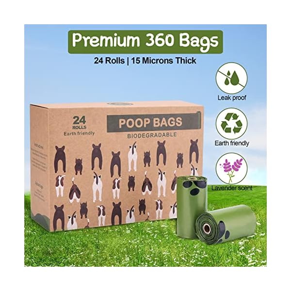 Ownpets Dog Poop Bags (9 x 13 inches), Ultra Thick Lavender-Scented Dog Waste Bags, Leak-proof & Biodegradable Pet Poop Bags for Dogs Daily Walks – 24 Rolls (360 bags) Ownpets Dog Poop Bags (9 x 13 inches), Ultra Thick Lavender-Scented Dog Waste Bags, Leak-proof & Biodegradable Pet Poop Bags for Dogs Daily Walks – 24 Rolls (360 bags)