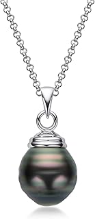 Baroque Black Pearl Necklace Tahitian Pearl Pendant South Sea Cultured 11mm Pear - Compare price