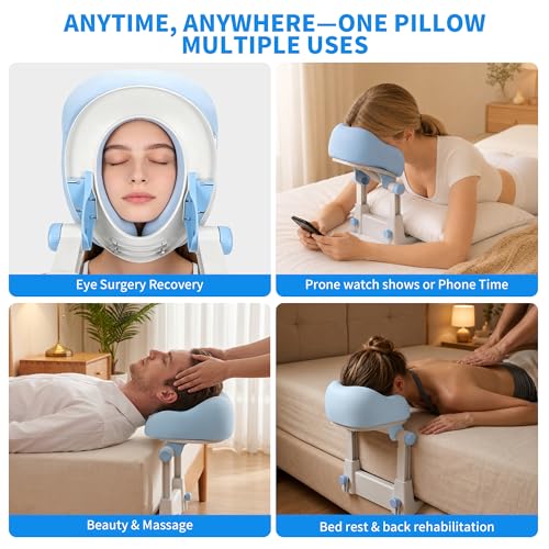 Rvggher Massage Headrest for Bed, Adjustable Massage Face Cradle for Home, Portable Lightweight Bed Massage Head Holder, Face Down Pillow After Eye Surgery, Fits 6-12 inch Mattress — view 3