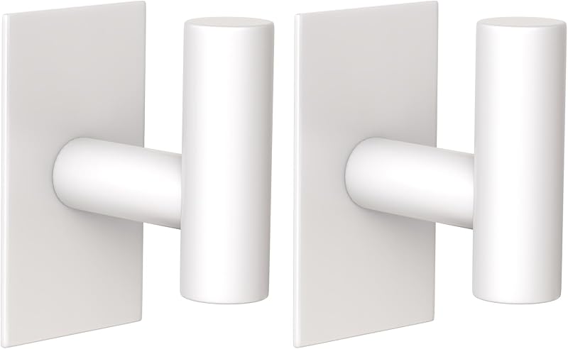Wall Towel Hooks, Heavy Duty Sticky Holder Waterproof Towel Hooks for Hanging Coat, Clothes, Closet Hook Wall Mount for Kitchen (White, 2 Pack)