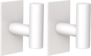 VAEHOLD Wall Towel Hooks, Heavy Duty Sticky Holder Waterproof Towel Hooks for Hanging Coat, Clothes, Closet Hook Wall Mount for Kitchen (White, 2 Pack)