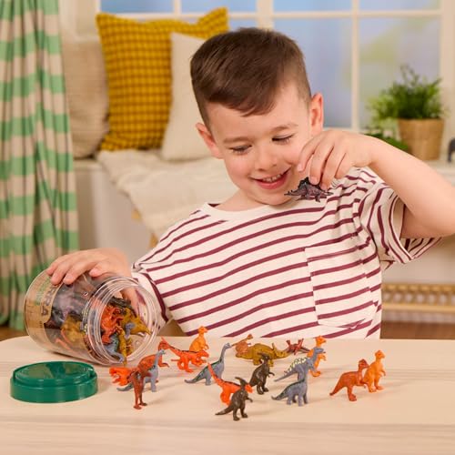 Terra 60-teilig Dinosaurier Figuren Sammlung Dinos Spielzeug Set – Tyrannosaurus Rex, Triceratops, Stegosaurus und mehr – Spielzeug ab 3 Jahren