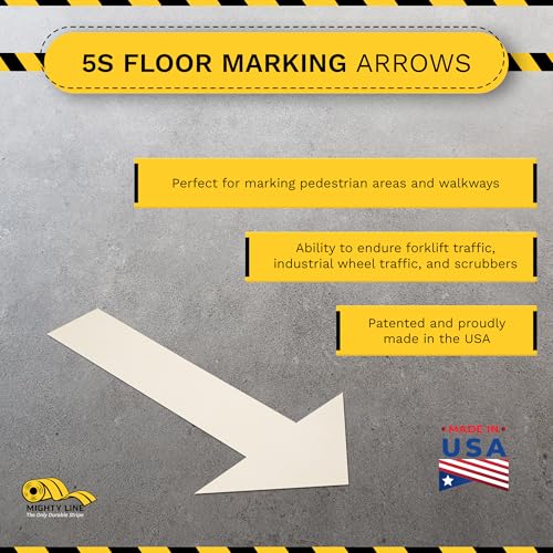 Mighty Line Fita adesiva direcional de setas sólidas para segurança, cuidado, aviso, resistente, ade