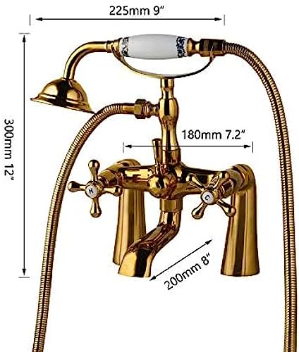 Robinets de baignoire et de douche dorés avec mitigeur à double boutons - 3