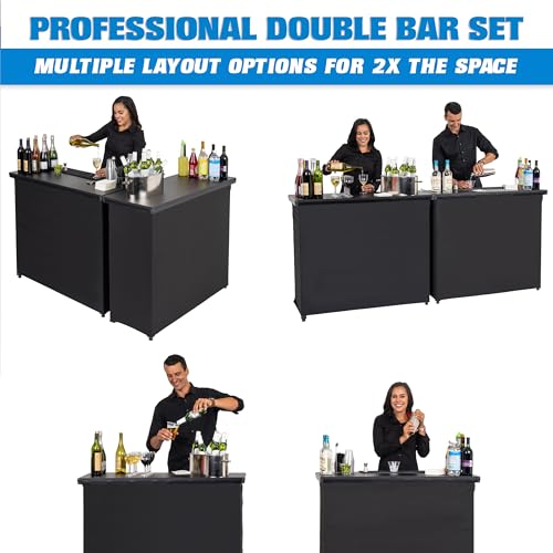 GoBar PRO Double Bar Table Set - Portable Commercial Grade Mobile Bartender Station for Events