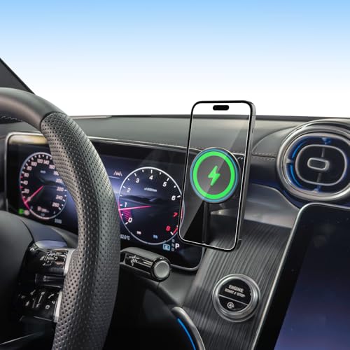 Support Téléphone Automobile MagSafe 15W pour Mercedes-Benz GLC 2023–2026 et Classe C 2022–2026, Chargeur de Voiture sans Fil Magnétique, Ajustement Précis pour Ecran de 12,3 Pouces Côté Conducteur