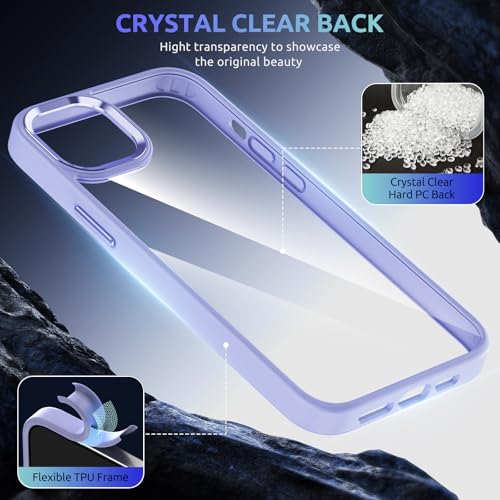 saputu for iPhone 14 case/iPhone 13 case,Crystal Clear Hard PC Back +Soft TPU Frame Shockproof Military-Drop Protection,Classic Hybrid Case for iPhone 14/iPhone 13-6.1"，Lavender Purple by saputu - Image 3