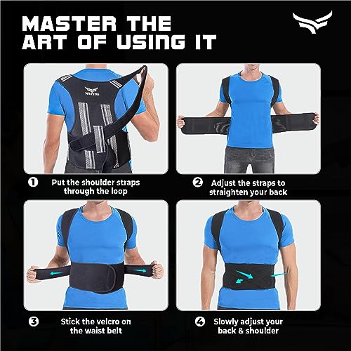 Image of XTRIM Posture Corrector for Men & Women, Adjustable Back Support Belt for Back Pain Relief, Spine Posture Corrector with Soft Shoulder Pads, Back Straightener Belt (Medium)