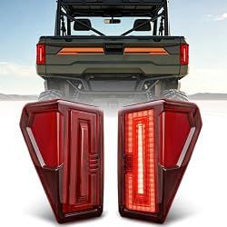 UNI-SHINE 2 Pack UTV Tail Lights for Polaris Ranger 1000 (2020–2025) & Crew 1000 (2020–2025) & XP 1000 (2018-2025) & Crew XP 1000 (2018-2025), Red Lens Rear Brake Lamps Accessories