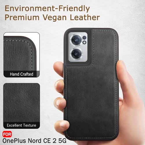 Image of TheGiftKart Genuine Leather Finish Back Cover Case for OnePlus Nord CE 2 5G|Shockproof Design|Raised Edges for Camera & Screen Protection|Stunning Minimalist Cover for OnePlus Nord CE 2, Black