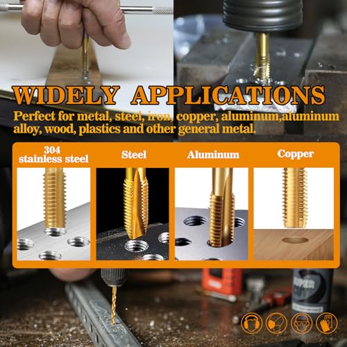 RURITKIT 3/8"-16 UNC Tap and 5/16" Drill Bit Kit, M2 HSS Drill and Tap Set, Combination of Drill and Tap Kit for Metal