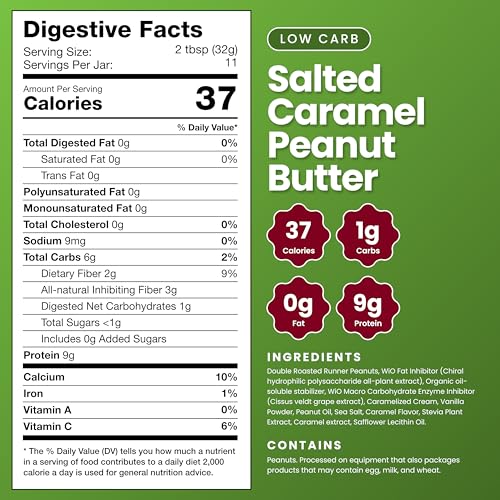 WiO SmartFoods™ Peanut Butter, 12-Oz, Healthy Salted Caramel Peanut Butter, Low-Carb, Keto-Friendly, Sugar-Free - Thumbnail 2