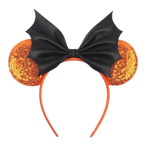 Batsysm Halloween Sequin Mouse Ear Hair Bow Headband Party Headwear for Women Girls