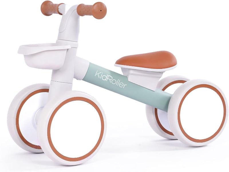 Kid's Balance Bikes for 1 Year Old Boys and Girls, 12-36 Months Toddler Ride-on with Adjustable Seat and a Front Basket, First Birthday Gifts (Green)